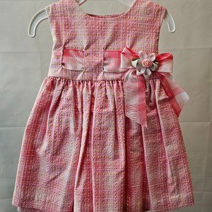 NWOT Bonnie Baby Pink Plaid Girls Dress - Size 12 mo